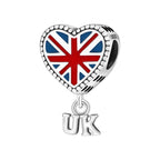 UK Union Jack Heart Dangle Charm