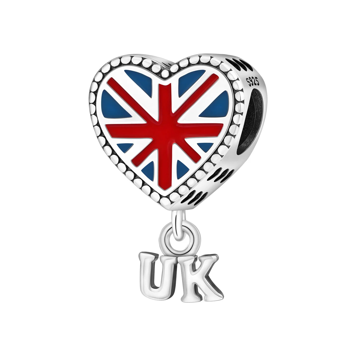 UK Union Jack Heart Dangle Charm
