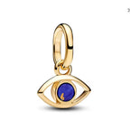Gold Blue Evil Eye Dangle Charm