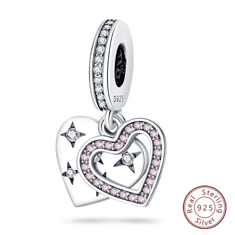 Fit Original 925 Sterling Silver Charms Beads Little Bear Lamb Little Flying Pig Pink Charms For Women DIY Birthday Jewelry Gift