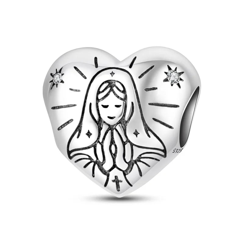 Praying Mary Heart Charm