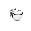 Silver Puffy Heart Bead Charm