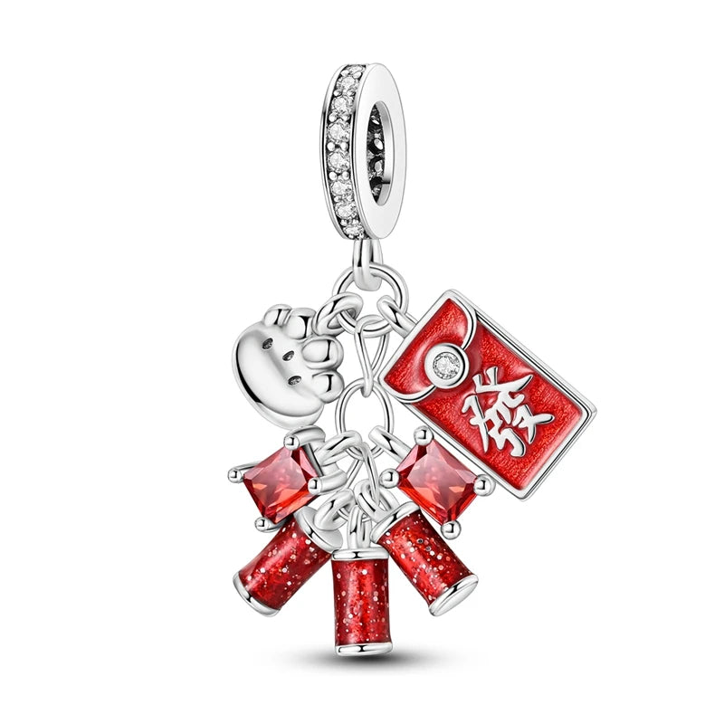 Chinese Firecracker Fortune Dangle Charm