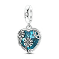 Blue Crystal Butterfly Heart Dangle Charm