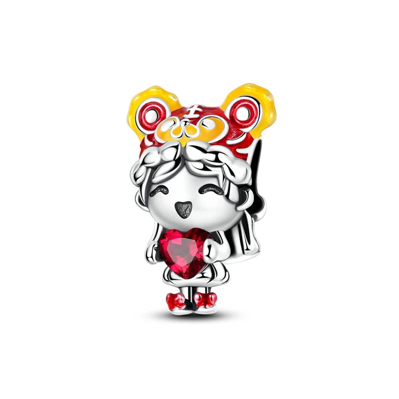 Lion Dance Girl Heart Charm
