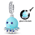 Glow-in-the-Dark Blue Octopus Dangle Charm