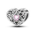 Pink Heart Filigree Charm
