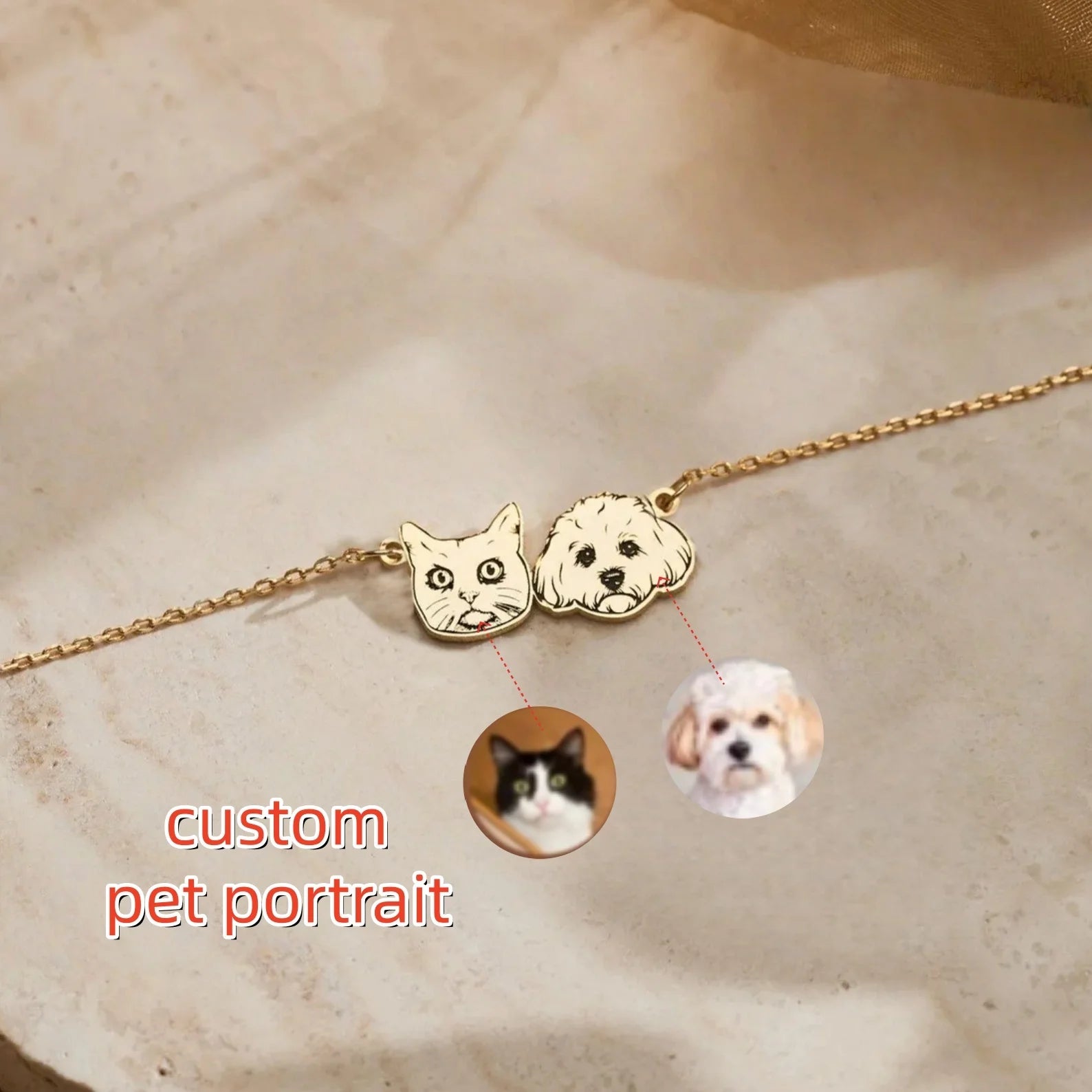 Personalized Pet Portrait Name Necklace