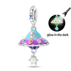 925 Silver Color Luminous Planet Spacecraft Astronaut Firefly Charms Beads Fit Qikaola 925 Bracelets DIY Christmas Jewelry Gifts