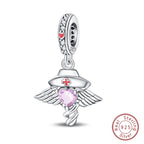 Fit Original 925 Sterling Silver Charms Beads Little Bear Lamb Little Flying Pig Pink Charms For Women DIY Birthday Jewelry Gift