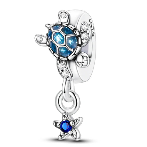 Blue Starfish & Dolphin Dangle Charm