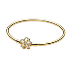 Gold Flower Bangle Bracelet