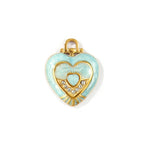 Gold Blue Crystal Heart Pendant Charm