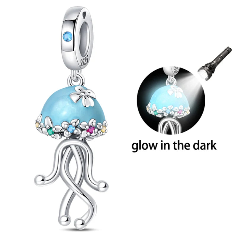 Glow-in-the-Dark Crystal Octopus Dangle Charm