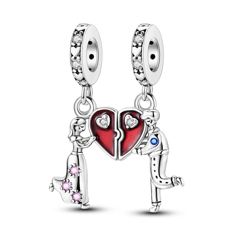 New 925 Silver Color Family Brothers and Sisters Charms Beads Fit Qikaola 925 Original Bracelets Fine DIY Birthday Jewelry