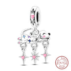 Fit Original 925 Sterling Silver Charms Beads Little Bear Lamb Little Flying Pig Pink Charms For Women DIY Birthday Jewelry Gift