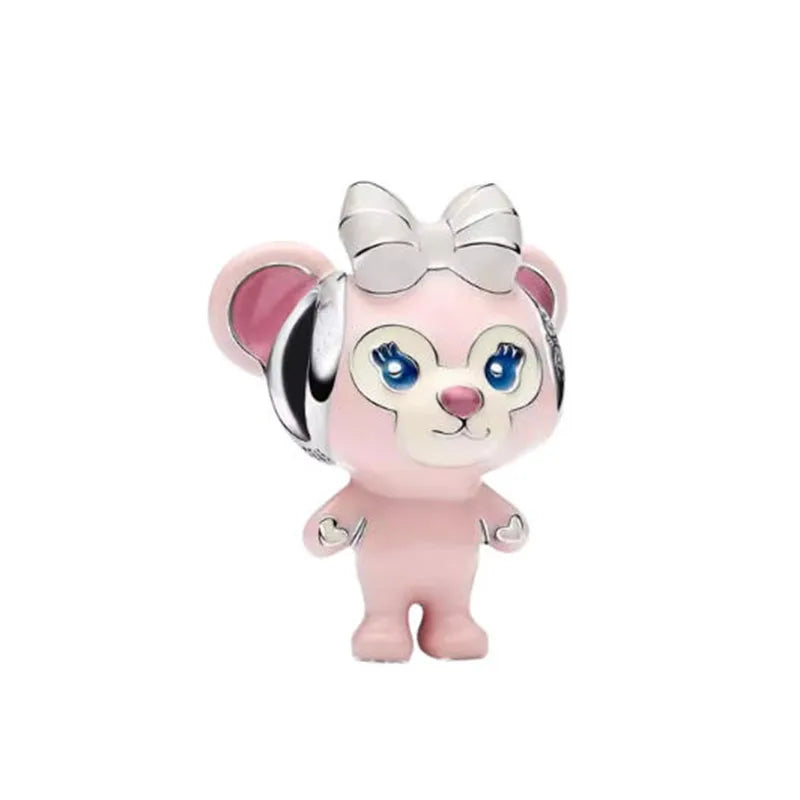 Pink Cartoon Bear Dangle Charm