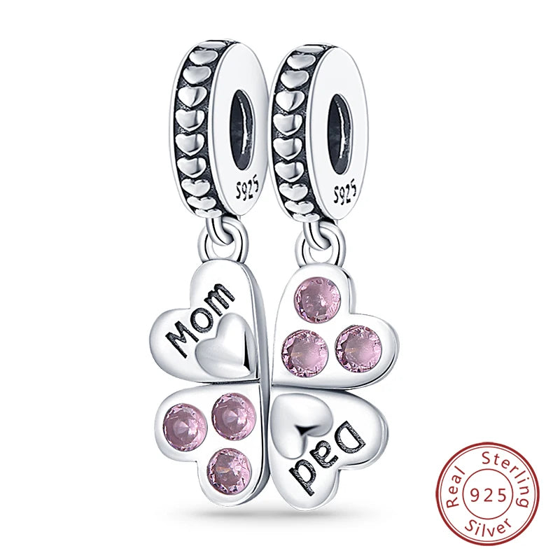 Fit Original 925 Sterling Silver Charms Beads Little Bear Lamb Little Flying Pig Pink Charms For Women DIY Birthday Jewelry Gift