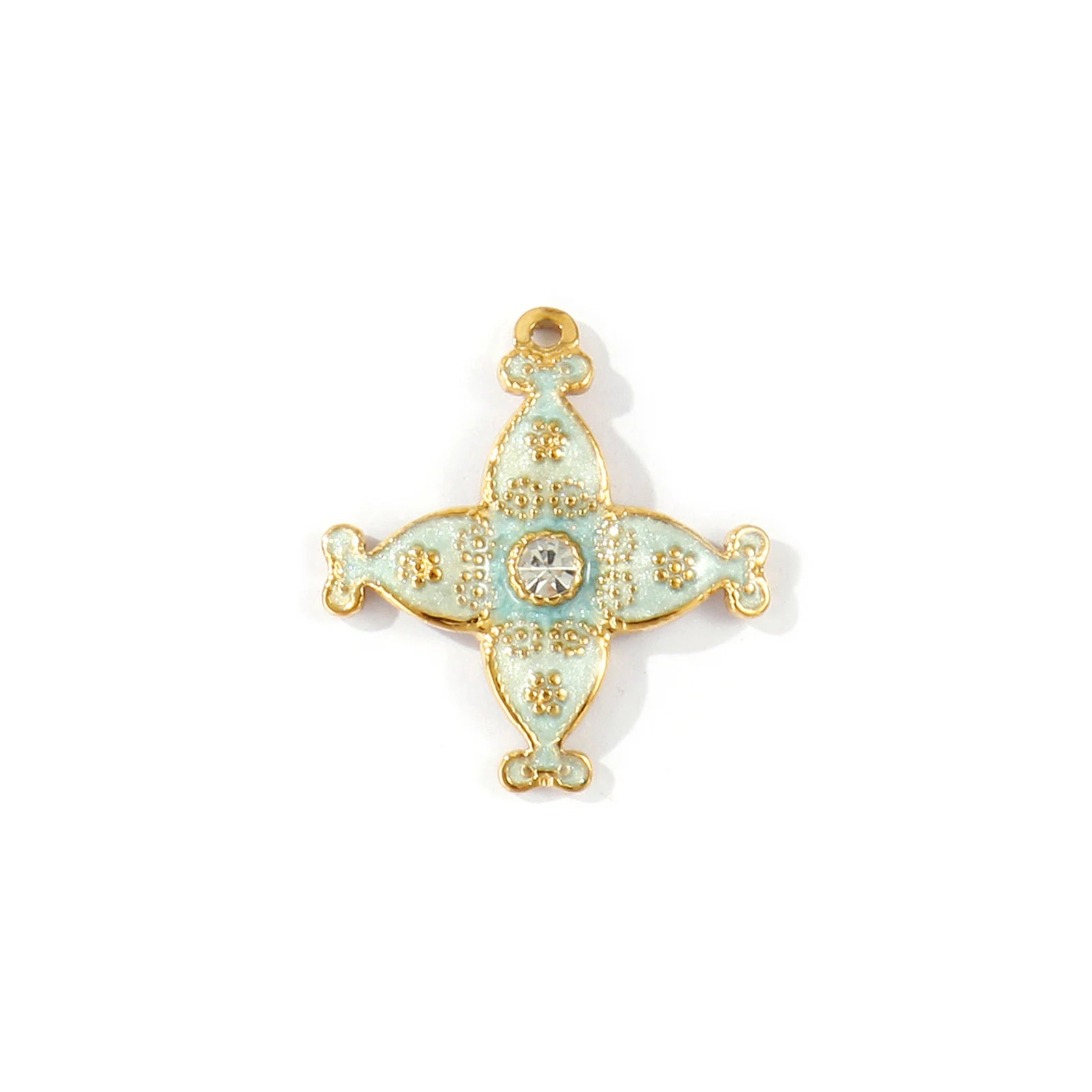Gold Floral Cross Pendant Charm