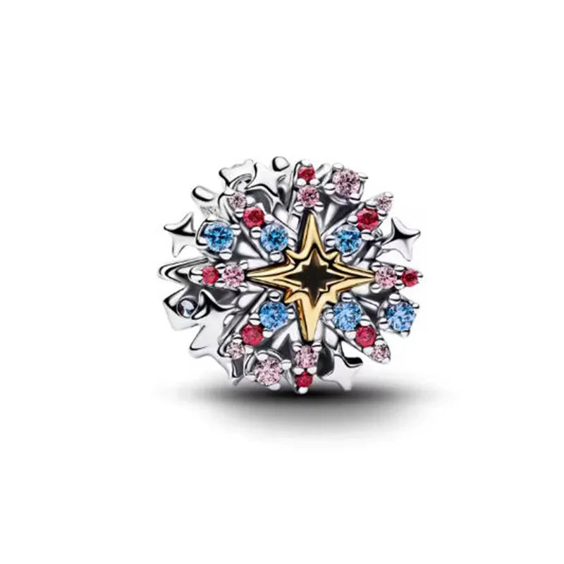 Silver Multicolor Starburst Bead Charm