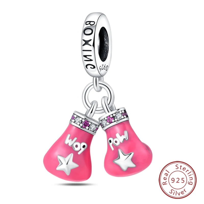 Fit Original 925 Sterling Silver Charms Beads Little Bear Lamb Little Flying Pig Pink Charms For Women DIY Birthday Jewelry Gift