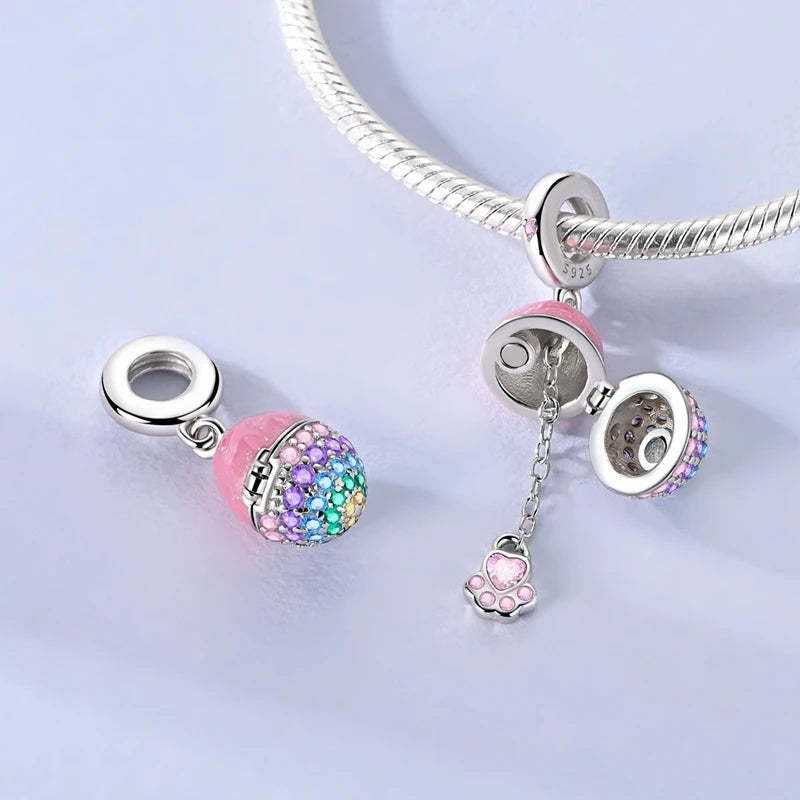Fit Original 925 Sterling Silver Charms Beads Little Bear Lamb Little Flying Pig Pink Charms For Women DIY Birthday Jewelry Gift
