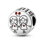 New 925 Silver Color Family Brothers and Sisters Charms Beads Fit Qikaola 925 Original Bracelets Fine DIY Birthday Jewelry