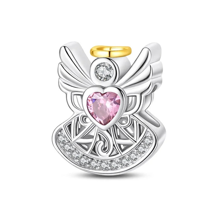 Guardian Angel Pink Heart Charm