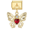 Red Heart Butterfly Italian Charm
