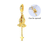 Gold Praying Hands & Cross Locket Dangle Charm