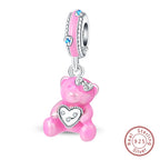 Fit Original 925 Sterling Silver Charms Beads Little Bear Lamb Little Flying Pig Pink Charms For Women DIY Birthday Jewelry Gift