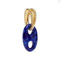 Gold Blue Oval Crystal Charm