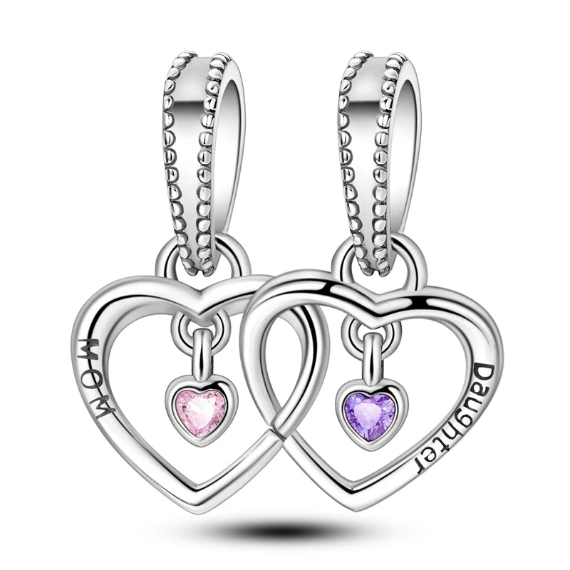 Sisters Heart Double Dangle Charm