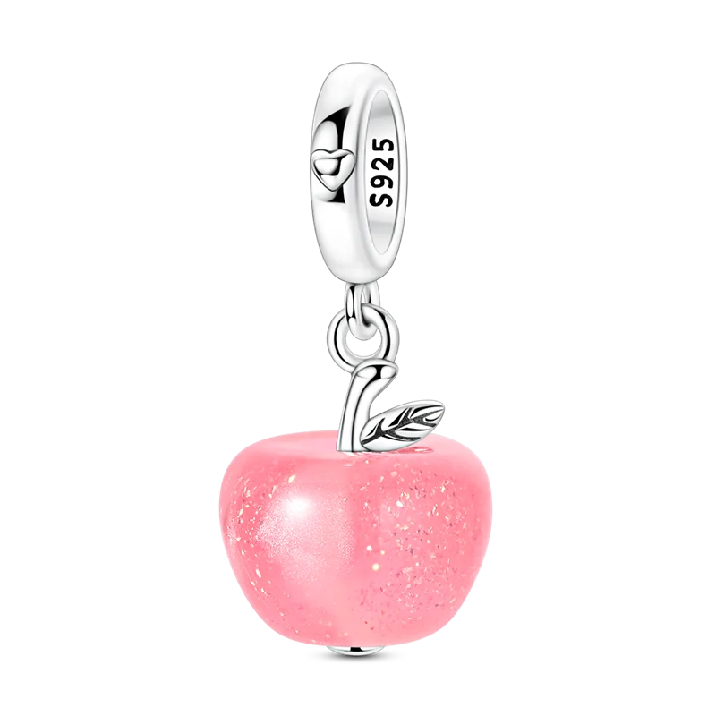 925 Silver Color Strawberry Cherry Apple Avocado Fruit Charms Beads Fit Qikaola 925 Original Bracelets Fine DIY Birthday Jewelry