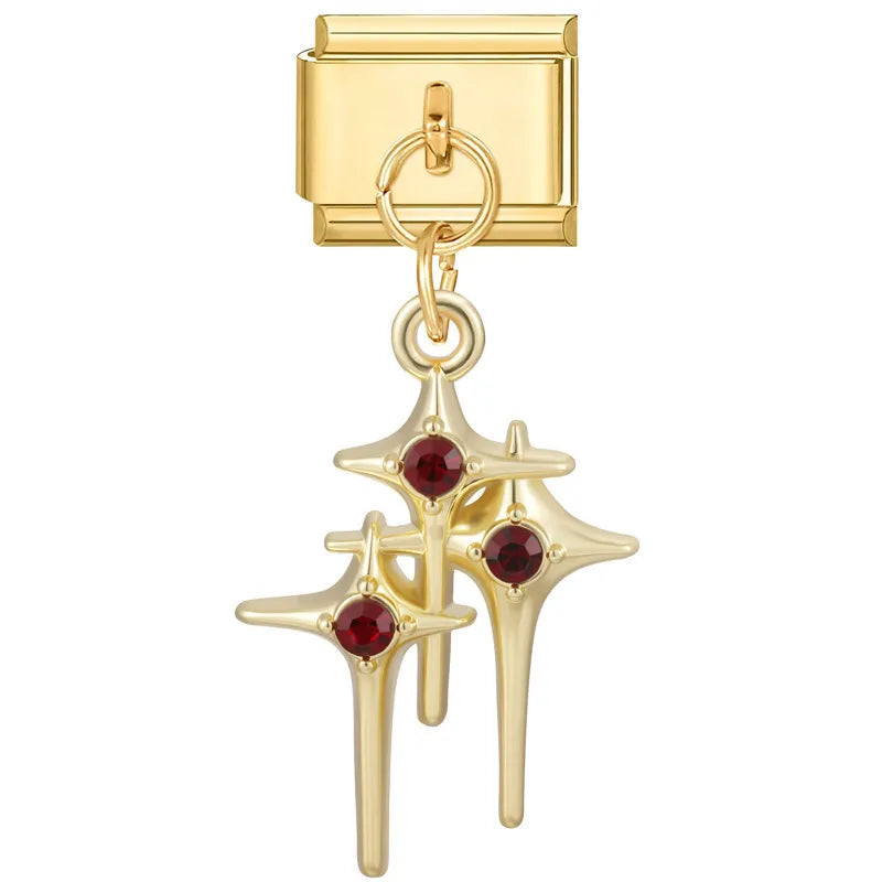 Red Crystal Shooting Star Italian Charm