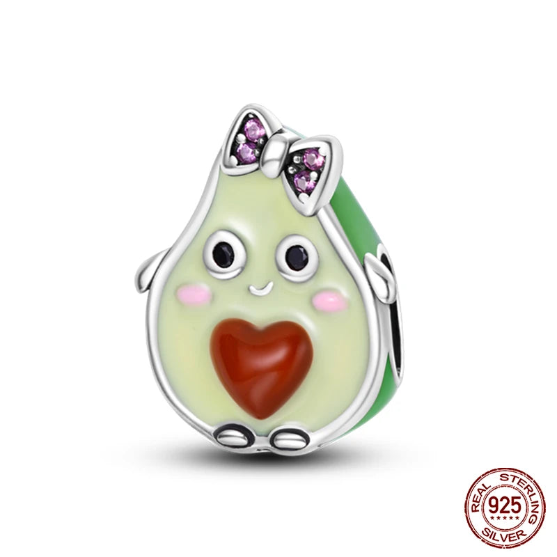 Avocado Bow Heart Charm