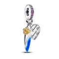 Silver Blue Surfboard Dangle Charm