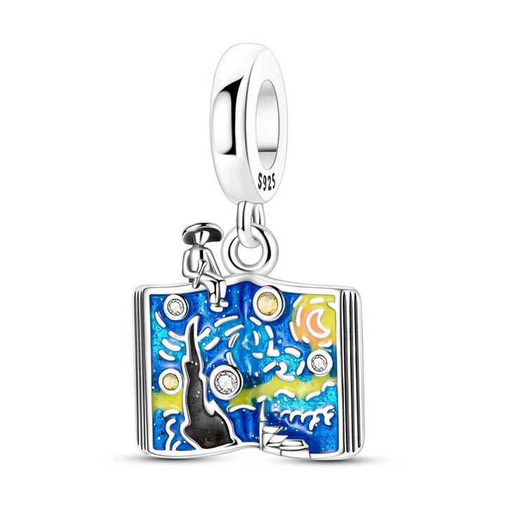 Starry Night Open Book Dangle Charm