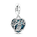 Blue Owl Heart Dangle Charm