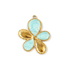 Gold Blue Petal Flower Pendant Charm