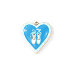 Gold Blue Ballet Shoes Heart Pendant Charm
