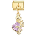 Purple Crystal Heart Italian Charm