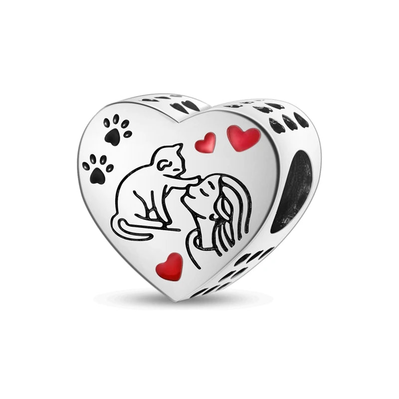 Cat Lover Heart Charm