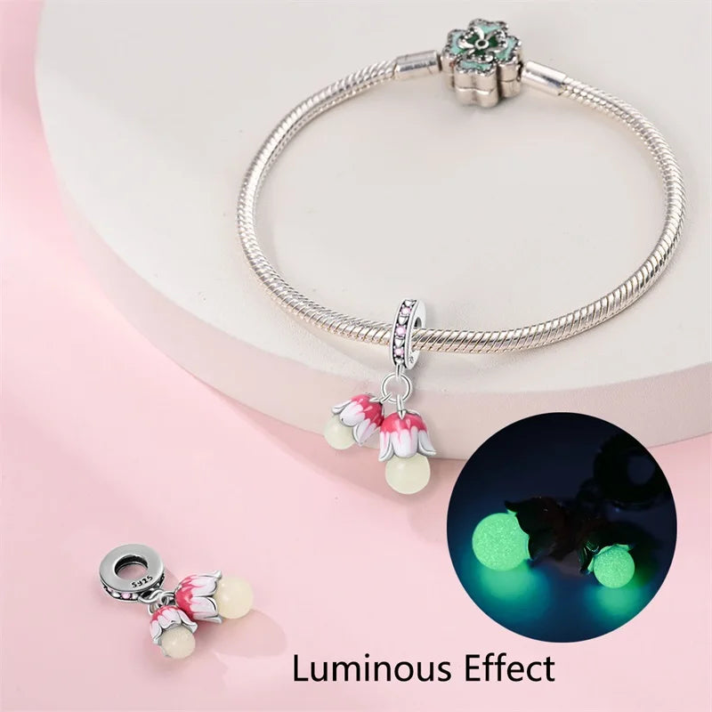 925 Silver Color Luminous Planet Spacecraft Astronaut Firefly Charms Beads Fit Qikaola 925 Bracelets DIY Christmas Jewelry Gifts