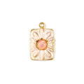 Gold Pink Flower Pendant Charm