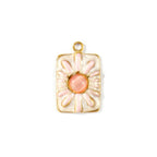 Gold Pink Flower Pendant Charm