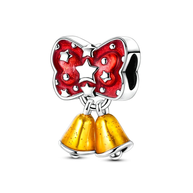 Red Bow & Christmas Bells Dangle Charm