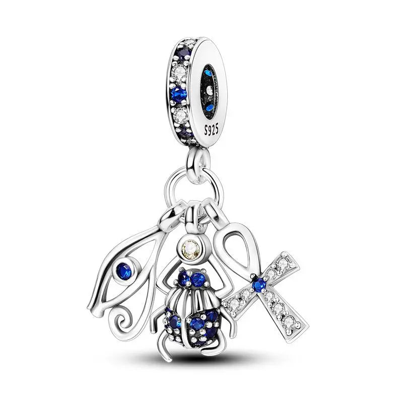 Blue Hamsa & Key Dangle Charm