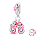 Fit Original 925 Sterling Silver Charms Beads Little Bear Lamb Little Flying Pig Pink Charms For Women DIY Birthday Jewelry Gift