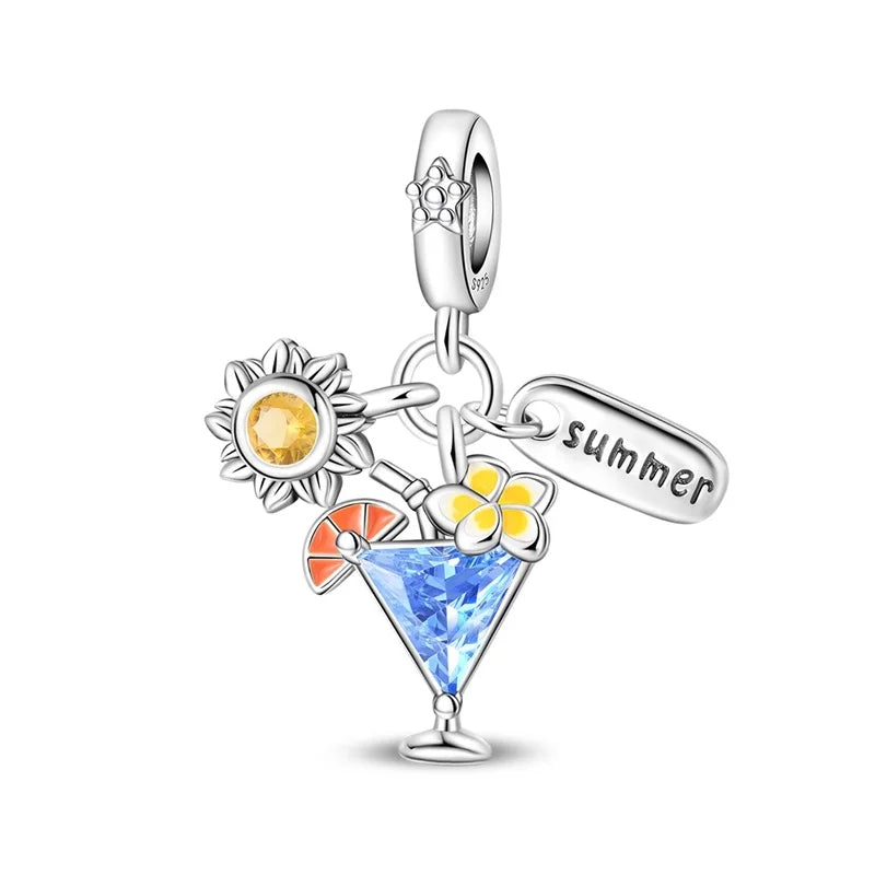 Summer Cocktail Tag Cluster Charm